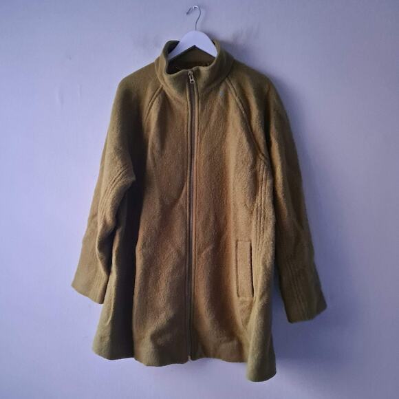 J. Crew Swingy Mock Neck Coat Italian Boiled Wool Full Zip Jacket Green Size XL - Picture 4 of 15